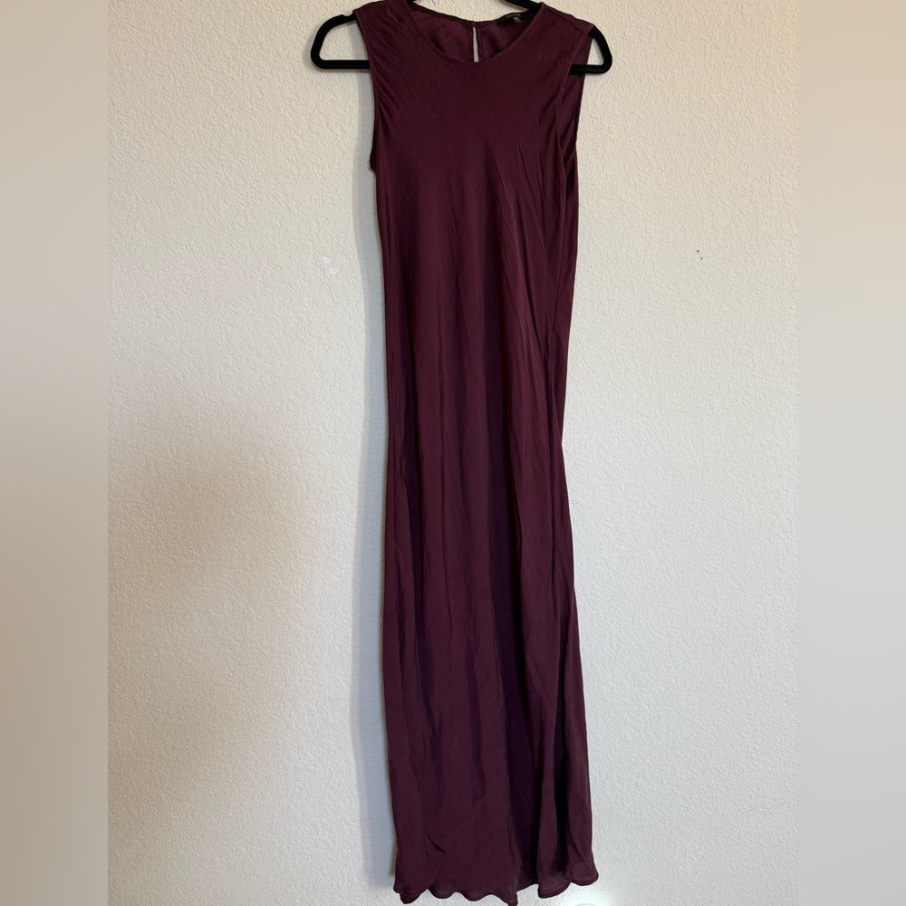 Quince Deep Burgundy Washable Silk Maxi Dress